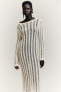Çapraz Teyel Görünümlü Triko Elbise