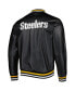 Фото #2 товара Куртка The Wild Collective мужская Металлическая бомберная с накидкой Pittsburgh Steelers в черном цвете.