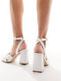 Be Mine Wide Fit Bridal Snuggle plisse block heeled sandals in ivory 38 - фото #5