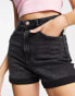 Фото #4 товара Stradivarius Tall slim mom denim short in washed black