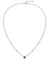 ფოტო #2 პროდუქტის Onyx (4mm) & Diamond (1/10 ct. t.w.) Halo Pendant Necklace in Sterling Silver, 17" + 1" extender (Also available in Cultured Freshwater Pearl)
