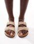 French Connection double buckle footbed sandals in taupe