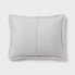 Full/Queen Trad Washed Waffle Weave Comforter and Sham Set Comfort Light Gray -