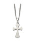 ფოტო #1 პროდუქტის Stainless Steel Brushed Cross Pendant on a Curb Chain Necklace