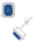 ფოტო #1 პროდუქტის Lab Grown Sapphire (2-1/3 ct. t.w.) and Lab Grown White Sapphire (1/4 ct. t.w.) Halo Studs in 10K White Gold