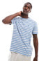 Фото #2 товара Polo Ralph Lauren icon logo stripe t-shirt in light blue/white