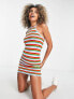 Фото #1 товара COLLUSION knitted halter neck dress with striped print