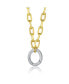 Фото #2 товара 14K Yellow Trendy Gold-plated Chain with Cubic Zirconia Dazzling Circle Pendant in Sterling Silver.