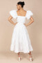 Фото #7 товара Women's Annette Puff Sleeve Shirred Midi Dress