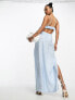 Фото #3 товара ASOS DESIGN washed halterneck midi dress with drape waist detail in light blue