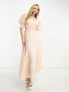 Фото #1 товара Sister Jane puff sleeve shirred midaxi dress in blush floral