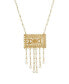 Gold Tone Imitation Pearl Drop Rectangle Necklace