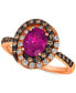 Raspberry Rhodolite (1-3/8 ct. t.w.) & Diamond (3/8 ct. t.w.) Halo Ring in 14k Rose Gold