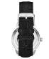 ფოტო #2 პროდუქტის Men's Automatic Black Alligator Embossed Genuine Leather Strap Watch 40mm