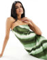 4th & Reckless satin ombre stripe satin maxi dress in green