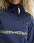 Berghaus oversized QZ fleece in navy with aztec trim