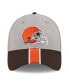 ფოტო #3 პროდუქტის Men's Heather Gray, Brown Cleveland Browns Striped 39THIRTY Flex Hat