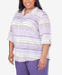 Plus Size Charm School Horizontal Stripe Button Down Top