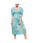 Garden Party Blue Smocked Midi Dress Blue, Yellow, Green, XSmall - фото #1