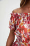 Фото #6 товара Floral Desenli Carmen Yaka Yazlık Midi Elbise
