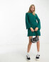 Фото #3 товара New Look flare sleeve mini dress in dark green