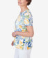 ფოტო #4 პროდუქტის Women's Pleated Neck Lemons Short Sleeve Top