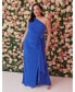 Фото #3 товара Plus Size One-Shoulder Draped Jersey Gown