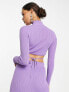 Фото #4 товара ASOS DESIGN Petite co-ord crop knitted top with tie detail in purple
