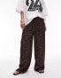 Фото #8 товара Topshop leopard printed satin straight leg tie waist trouser in light leopard