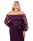 ფოტო #7 პროდუქტის Plus Size Floating Petals Off-The-Shoulder Gown