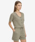 ფოტო #3 პროდუქტის Women's Striped Knit Short-Sleeve Romper