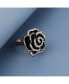 Women's Black Embellished Rose Cocktail Ring