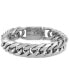 Фото #2 товара Polished Wide Curb Link Bracelet in Stainless Steel, Created for Macy's