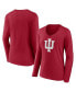 ფოტო #1 პროდუქტის Women's Crimson Indiana Hoosiers Evergreen Logo Long Sleeve V-Neck T-shirt