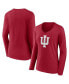 Women's Crimson Indiana Hoosiers Evergreen Logo Long Sleeve V-Neck T-shirt Бордовый, L - фото #1