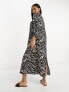 Фото #2 товара New Look high neck 3/4 sleeve midi dress in zebra print