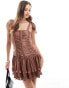 Фото #2 товара ASOS DESIGN satin ruched mini dress in brown