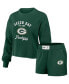 Фото #1 товара Пижама женская WEAR by Erin Andrews Green Distressed Green Green Bay Packers Waffle Knit