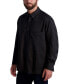 Фото #1 товара Karl Lagerfeld Men's Marled Ponte Long Sleeve with Oversized Pocket Shirt