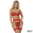 Фото #1 товара Zoey bra, thong, and garter belt Set with Hearts Red