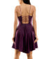 ფოტო #3 პროდუქტის Juniors' Plunge-Neck Lace-Up Skater Dress