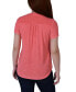 ფოტო #2 პროდუქტის Petite Short Sleeve Y-neck Jacquard Knit Top