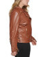 Фото #3 товара Women's Plus Size Faux-Leather Asymmetric Moto Coat
