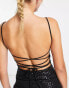 Фото #2 товара Lola May sequin strappy back mini dress in black