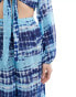 Wednesday's Girl batik print wide leg beach trousers in blue co-ord