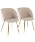 Fran Chair in Gold Metal and Velvet Set of 2