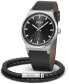 ფოტო #1 პროდუქტის Men's Candor Quartz Black Leather Watch 41mm, Leather Bracelet Gift Set