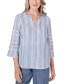 Petite Button-Down Embroidered Scalloped Top