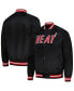 Men's Black Miami Heat Hardwood Classics Throwback Wordmark Raglan Full-Snap Jacket