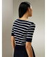 Women's Silk Striped Cropped Knit Top Navy Blue and White Stripes, XSmall - фото #2